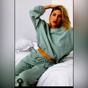 In Soft Focus sweatsuit in Sea Breeze